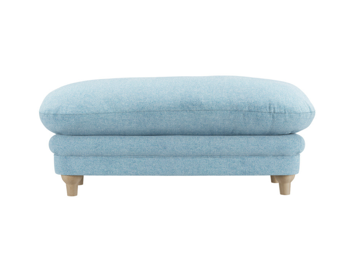 Plumpton Blue Footstool in Denim Blue and Duck Egg Chenille