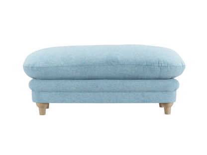 Plumpton Blue Footstool in Denim Blue and Duck Egg Chenille