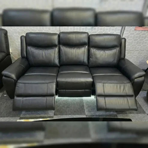Parada Leather Electric Recliner Sofa 3+2 Seater-Bluetooth/USB/C-Type/Led/Cooling-Cup Holders - Grey