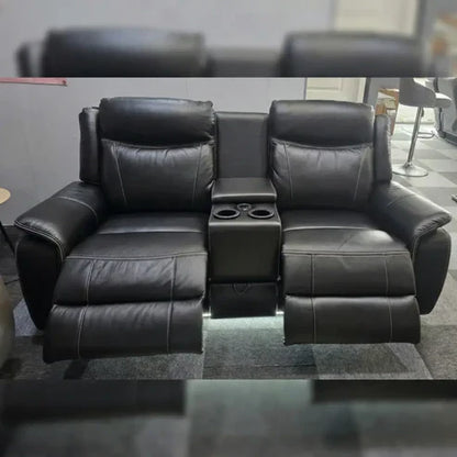 Parada Leather Electric Recliner Sofa 3+2 Seater-Bluetooth/USB/C-Type/Led/Cooling-Cup Holders - Grey