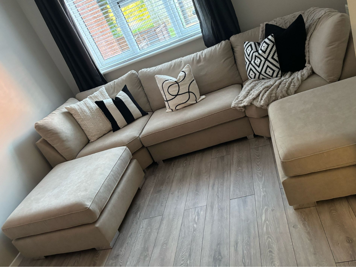 Primrose U Shape Sofa in Cream Kensington Fabric