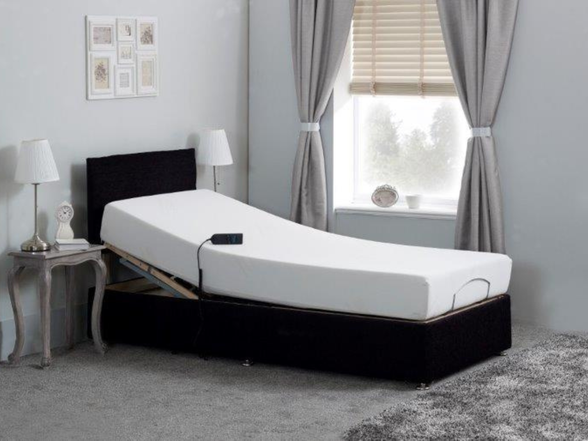 Sleepwell Adjustable Electric Bed Chenille With Memory Foam Mattress and Headboard