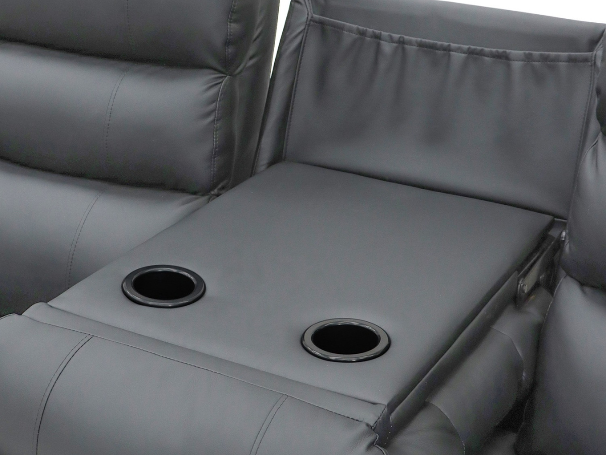Roma Recliner 3 Seater Sofa Grey Faux Leather
