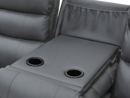 Roma Recliner 3 Seater Sofa Grey Faux Leather