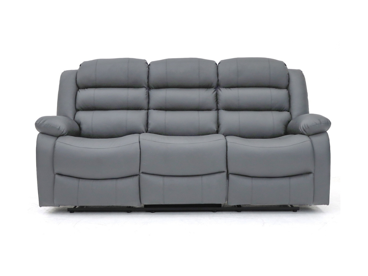Roma Recliner 3 Seater Sofa Grey Faux Leather