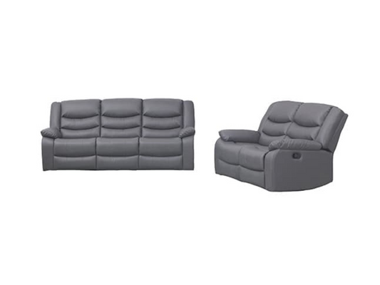 Roma Recliner 3+2 Seater Sofa Set Grey Faux Leather