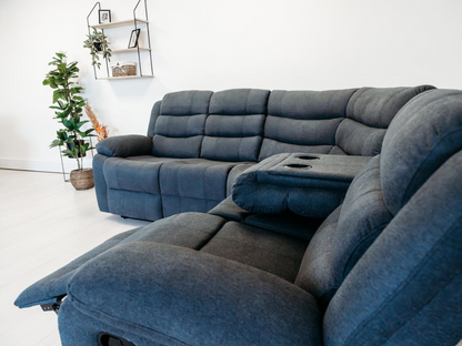 Sorrentino Corner Recliner Sofa in Grey Fabric