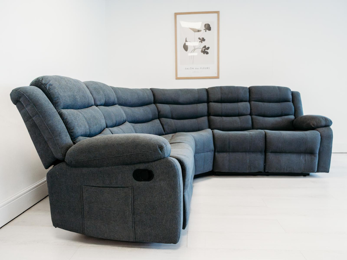 Sorrentino Corner Recliner Sofa in Grey Fabric