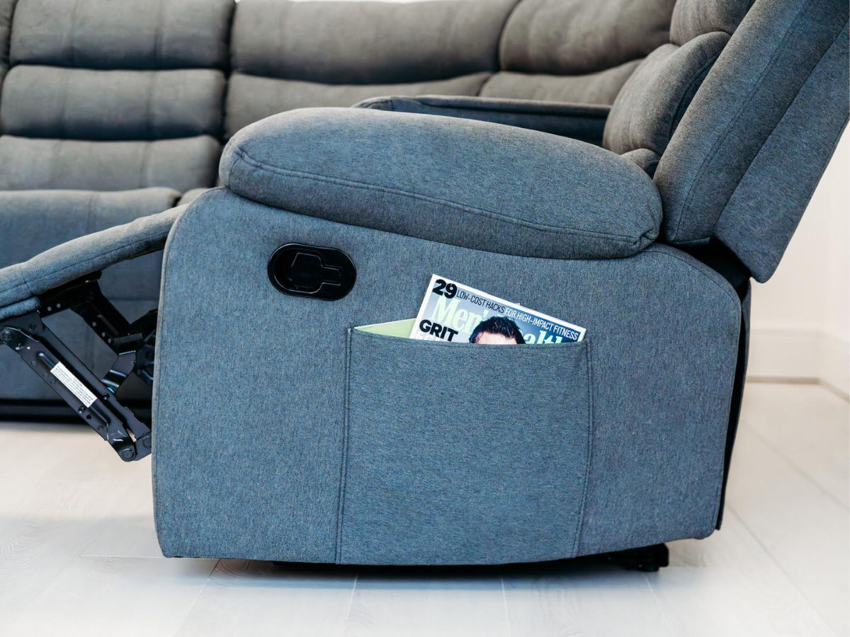 Sorrentino Corner Recliner Sofa in Grey Fabric