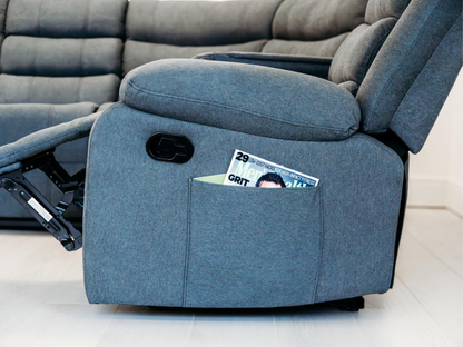 Sorrentino Corner Recliner Sofa in Grey Fabric