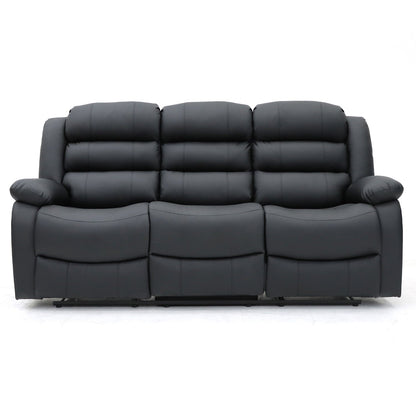 Sorrentino Recliner 3 Seater Sofa Black Aire Leather