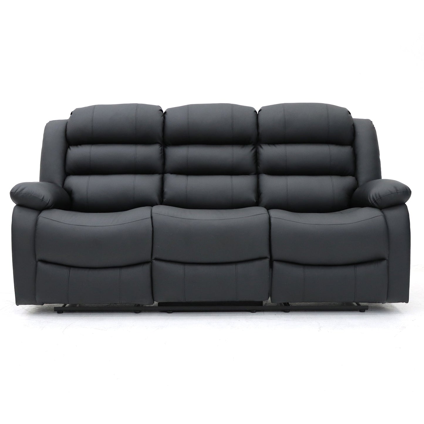 Roma Recliner 3 Seater Sofa Black Aire Leather