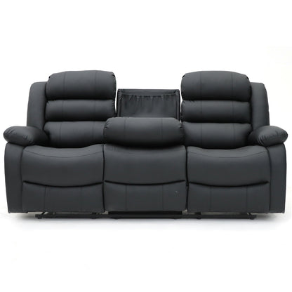 Sorrentino Recliner 3 Seater Sofa Black Aire Leather