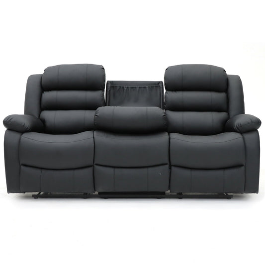 Sorrentino Recliner 3 Seater Sofa Black Aire Leather
