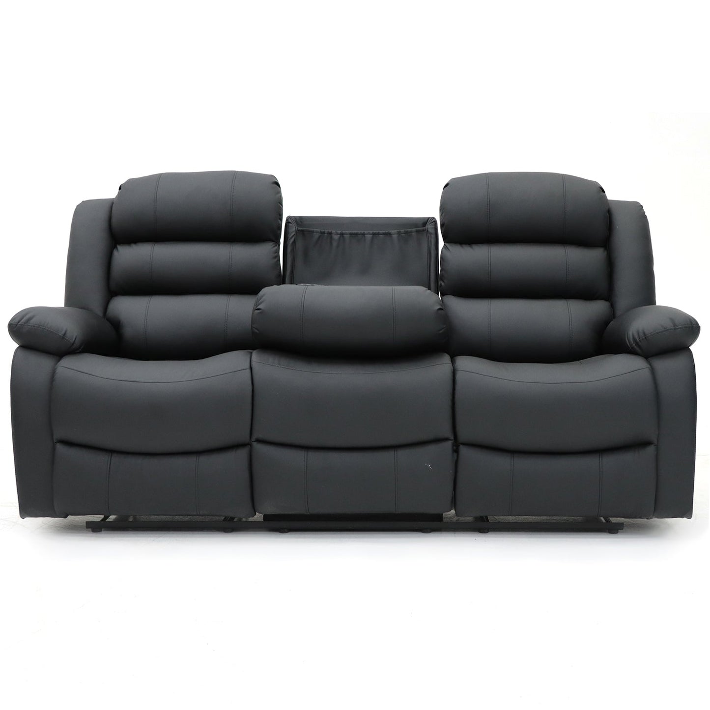 Roma Recliner 3 Seater Sofa Black Aire Leather