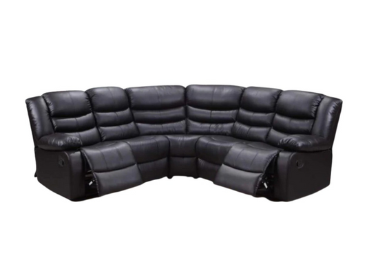 Roma Recliner Corner Sofa Faux Leather Black