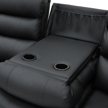 Sorrentino Recliner 3 Seater Sofa Black Aire Leather