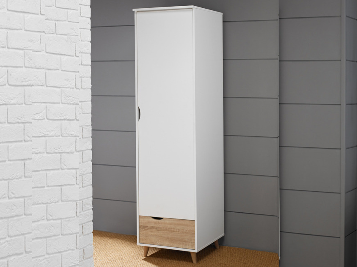 Stockholm 1 Door Wardrobe White Oak