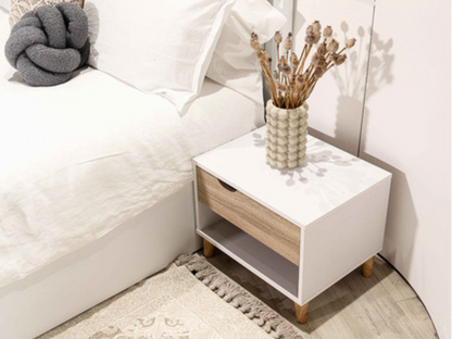 Stockholm 1 Drawer Cabinet White Oak