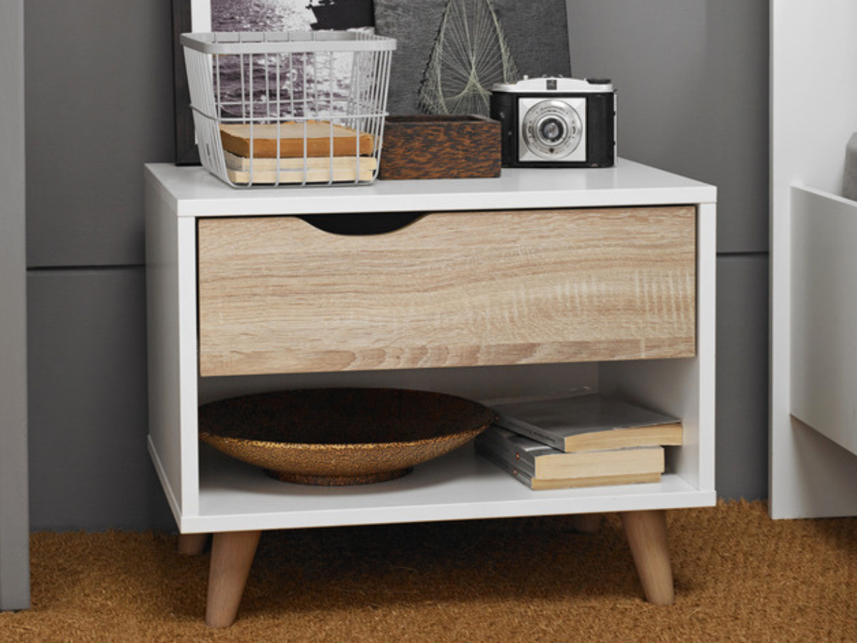 Stockholm 1 Drawer Cabinet White Oak