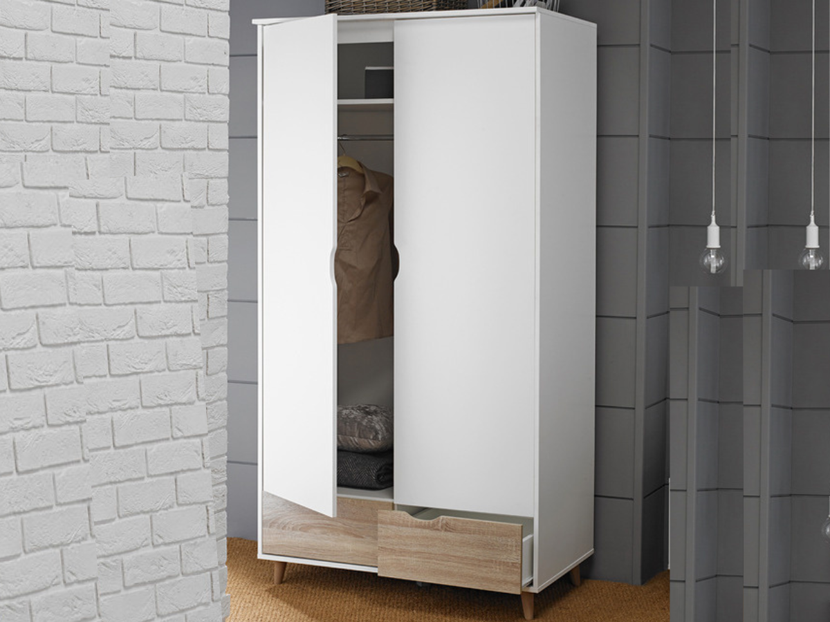 Stockholm 2 Door Wardrobe White Oak