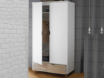 Stockholm 2 Door Wardrobe White Oak