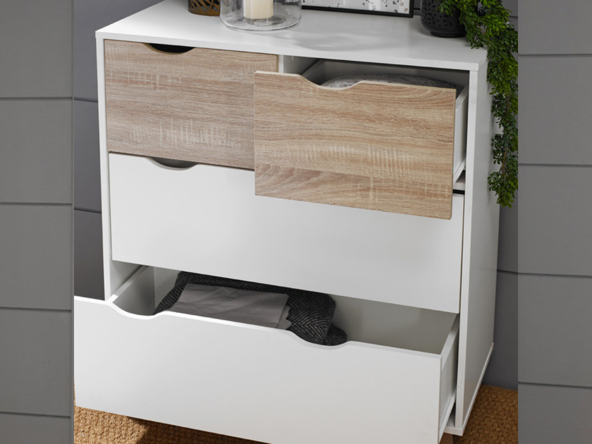 Stockholm 4 Drawer Chest White Oak