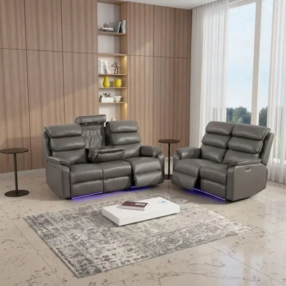 San Diego 3 + 2 Black or Grey PU Leather Electric Recliner Sofa Set