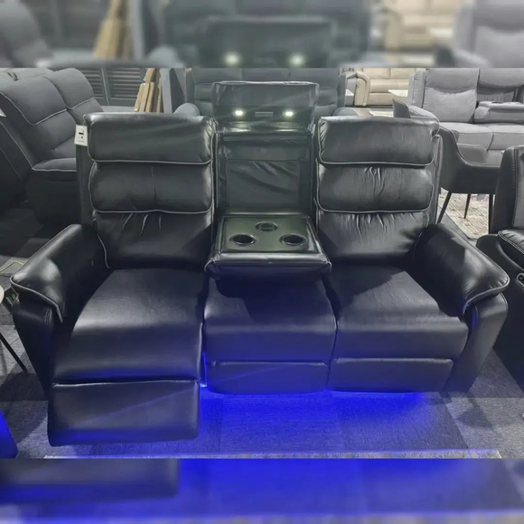 San Diego 3 + 2 Black or Grey PU Leather Electric Recliner Sofa Set
