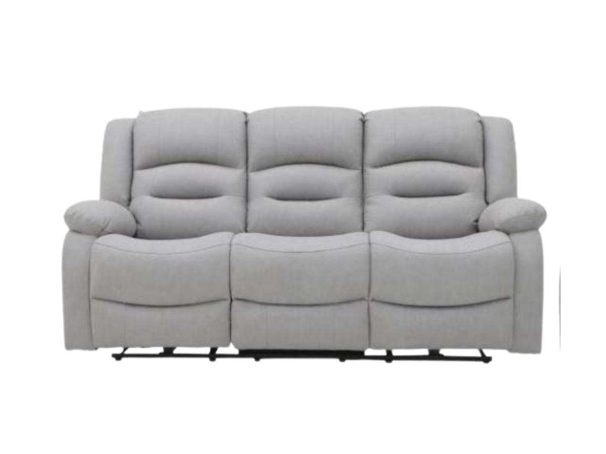 Saxon 3 Seater Electric Recliner Sofa Light Grey Suede
