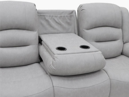 Saxon 3 Seater Electric Recliner Sofa Light Grey Suede