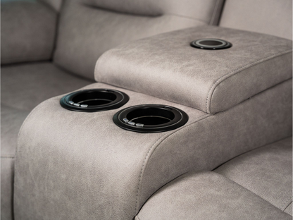 Saxon 2 Seater Electric Recliner Sofa Light Grey Suede