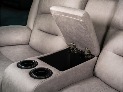Saxon 3+2 Electric Recliner Sofa Set Light Grey Suede