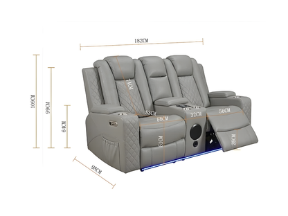 Sianna Electric Recliner 3+2  Sofa Set Grey Aire Leather