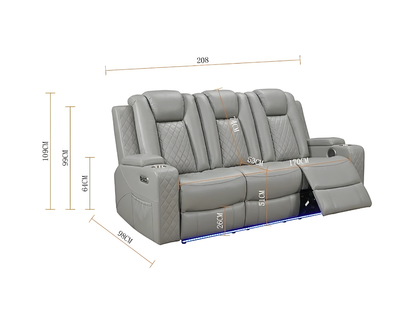 Sianna Electric Recliner 3+2+1  Sofa Set Grey Aire Leather