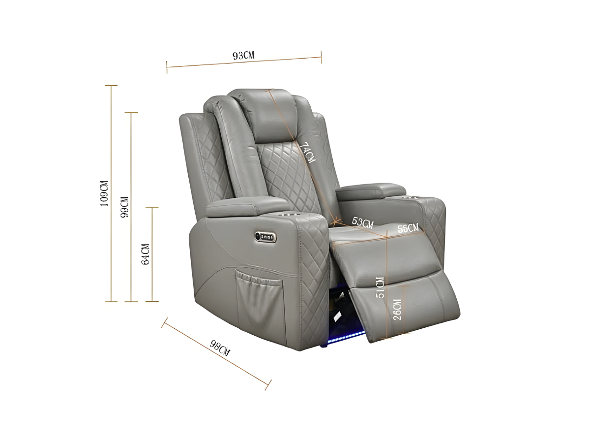 Sianna Electric Recliner 3+2+1  Sofa Set Grey Aire Leather