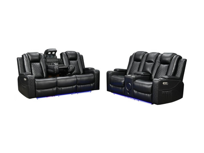 Sianna 2 Seater Electric Recliner Sofa Black Aire Leather