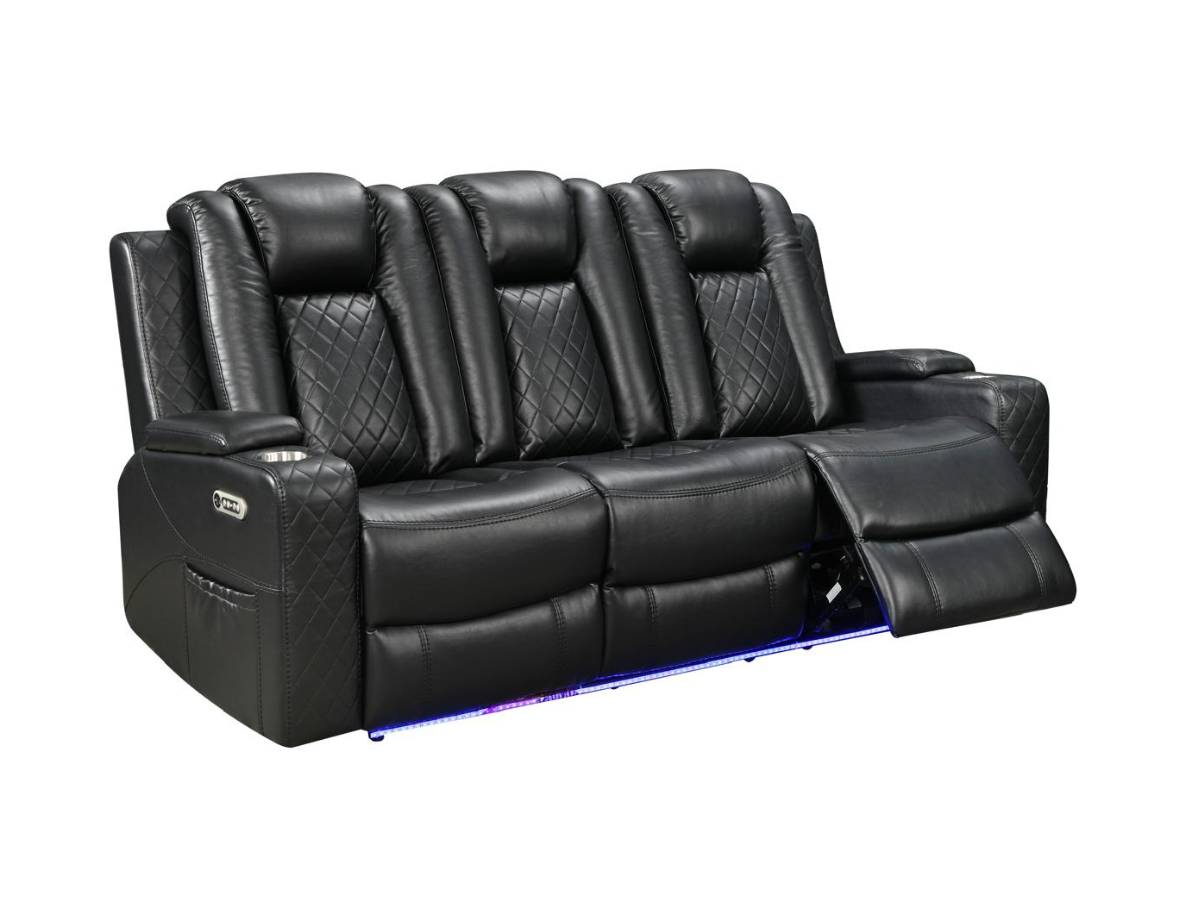Sianna Electric Recliner 3+2 Sofa Set Black Aire Leather
