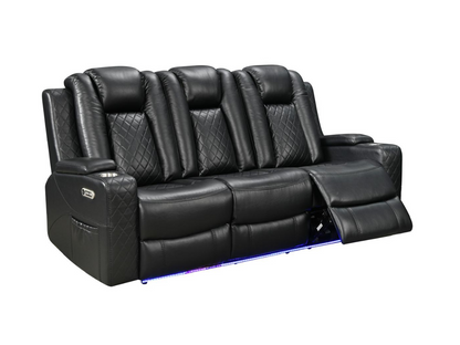 Sianna Electric Recliner 3+2 Sofa Set Black Aire Leather