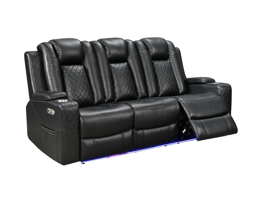 Sianna Electric Recliner 3 Seater Sofa Black Aire Leather