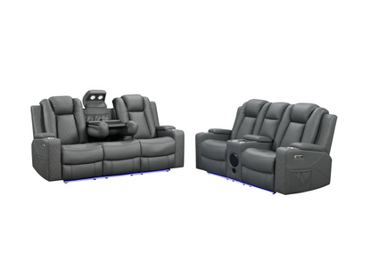 Sianna Electric Recliner 3 Seater Sofa Grey Aire Leather