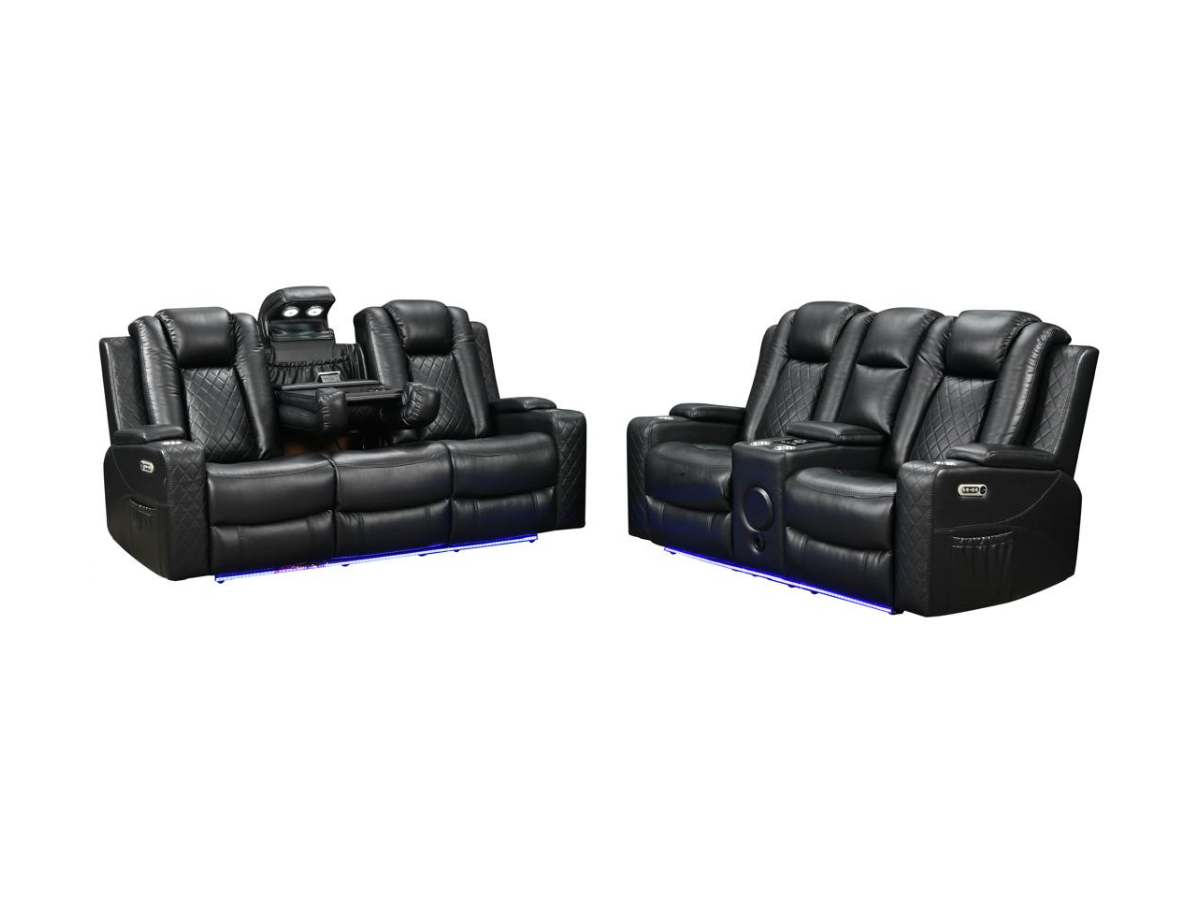 Sianna Electric Recliner 3 Seater Sofa Black Aire Leather