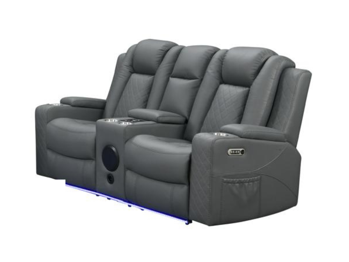 Sianna 2 Seater Electric Recliner Sofa Grey Aire Leather