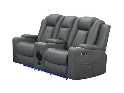 Sianna 2 Seater Electric Recliner Sofa Grey Aire Leather