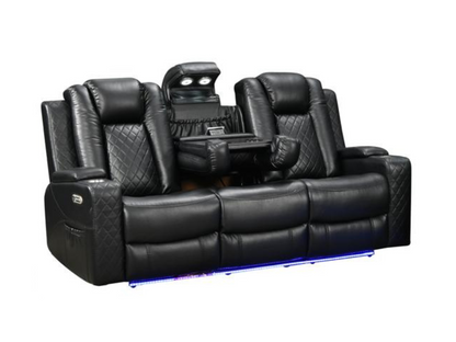 Sianna Electric Recliner 3 Seater Sofa Black Aire Leather
