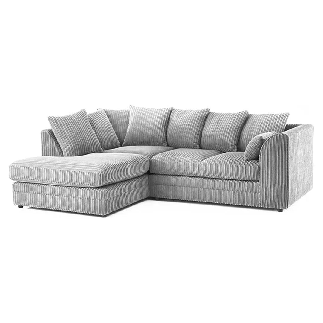 MNS Luxor Fabric Corner Sofa Grey | Soft Jumbo Cord 3-4 Seater Corner Sofa