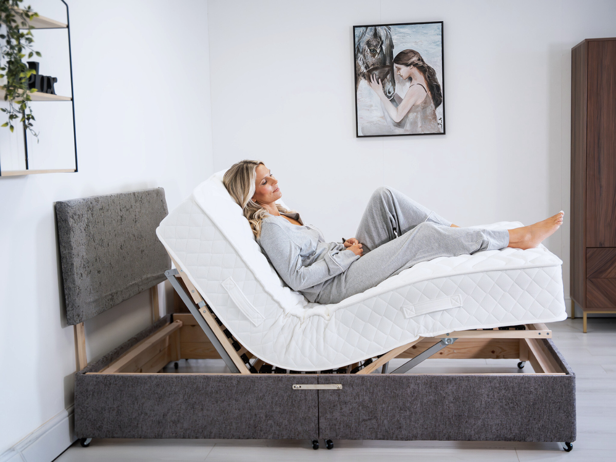 Sleepfresh Adjustable Electric Bed Chenille With Gel Cool Pocket Mattress and Headboard