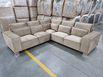 Sloane Luxury Large Double Corner Sofa Plush Velvet Mink
