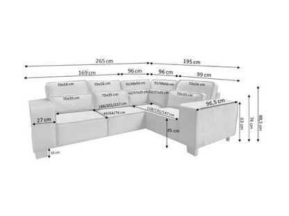 Sloane Luxury Sofa 4 Seater Right Hand Corner Grey