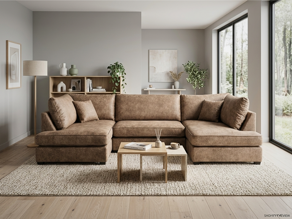 Soho Small U Shaped Sofa Chocolate Dapple Fabric